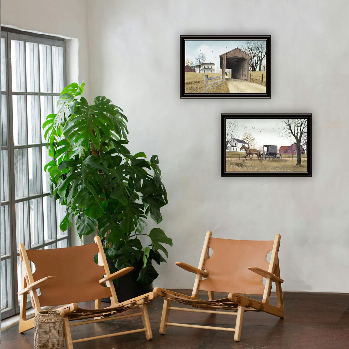Wood & Paper Framed Wall Art - Multicolor Bridge Scene