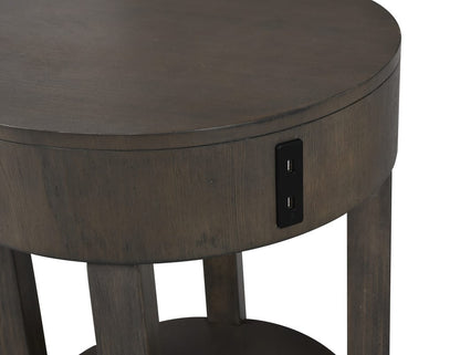 Jonah 20" Light Brown End Table - USB Ports & Storage