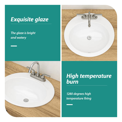 Modern White Ceramic Oval Bathroom Sink for Countertop Installation