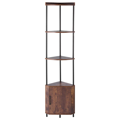 Brown Iron Corner Shelf with LED Lights - 5 Tier Storage