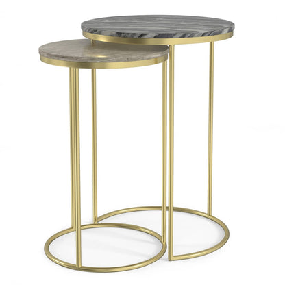 Ashley 2 Pc Nesting Tables - Gold Marble Metal