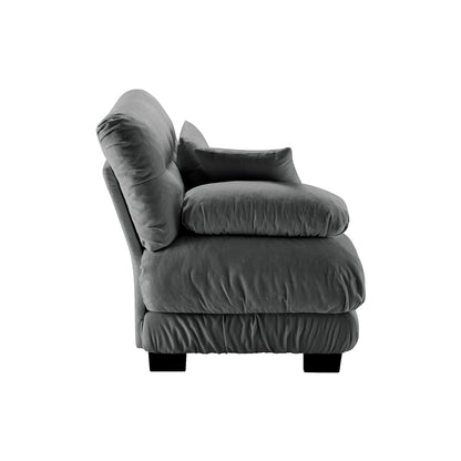 Gray Chenille Sofa - 1 Seat Armless for Living Room