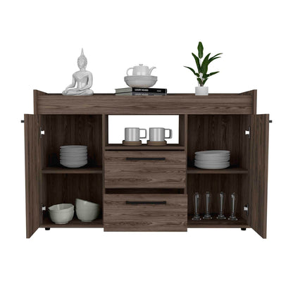 Brown Rectangular Desk with Drawers - Primary Living Space