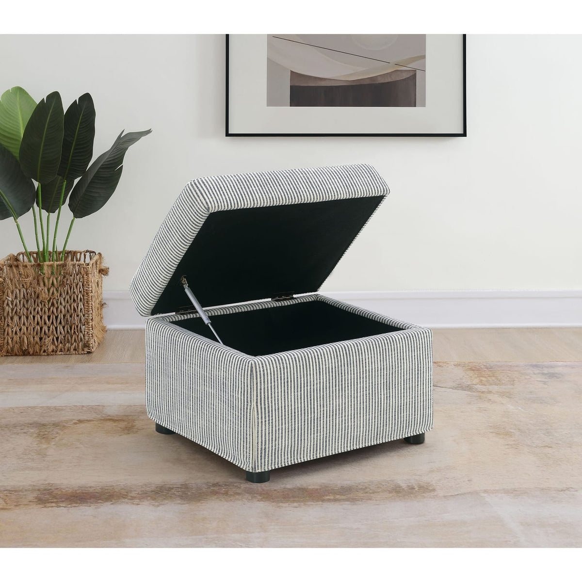 Merced Grey Upholstered Lift Top Storage Ottoman - 24" x 19.5"