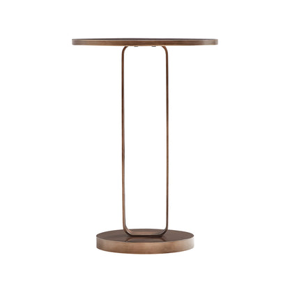 Antique Bronze Round Metal Accent Table for Living Room Decor