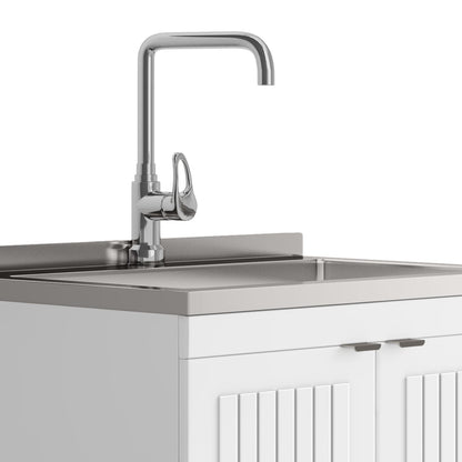 Large White Bathroom Vanity with Sink & Faucet