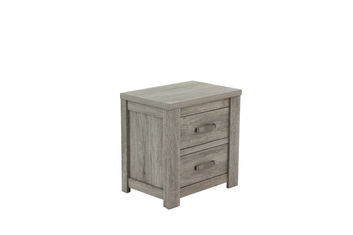 Light Gray Wood Nightstand with 24" Width for Bedroom Storage