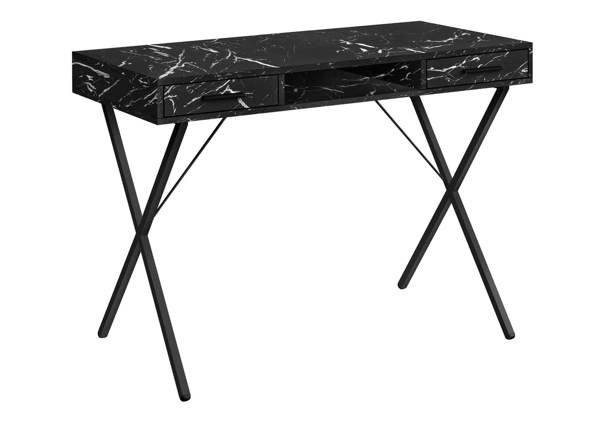 Black Marble Look Computer Desk - Home Office Storage