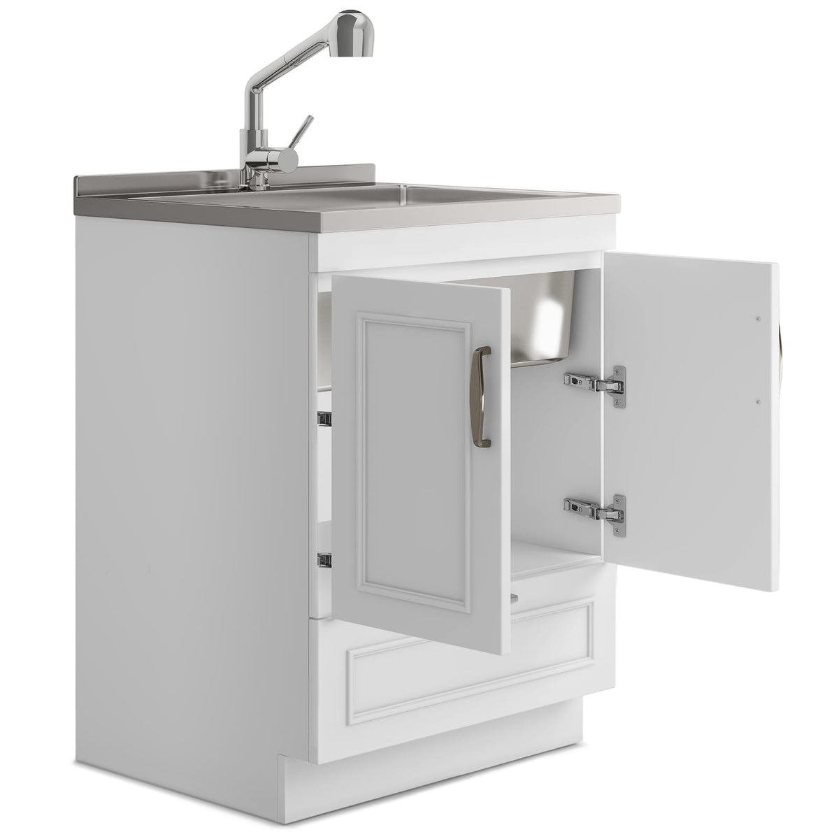 Cardinal 28" Laundry Cabinet - White with Sink & Faucet for Bathroom