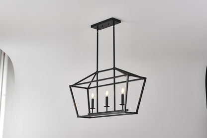 3-Light Farmhouse Kitchen Island Lighting - Matte Black