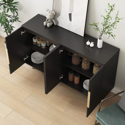 Black Buffet Cabinet with Storage - Modern Sideboard Table