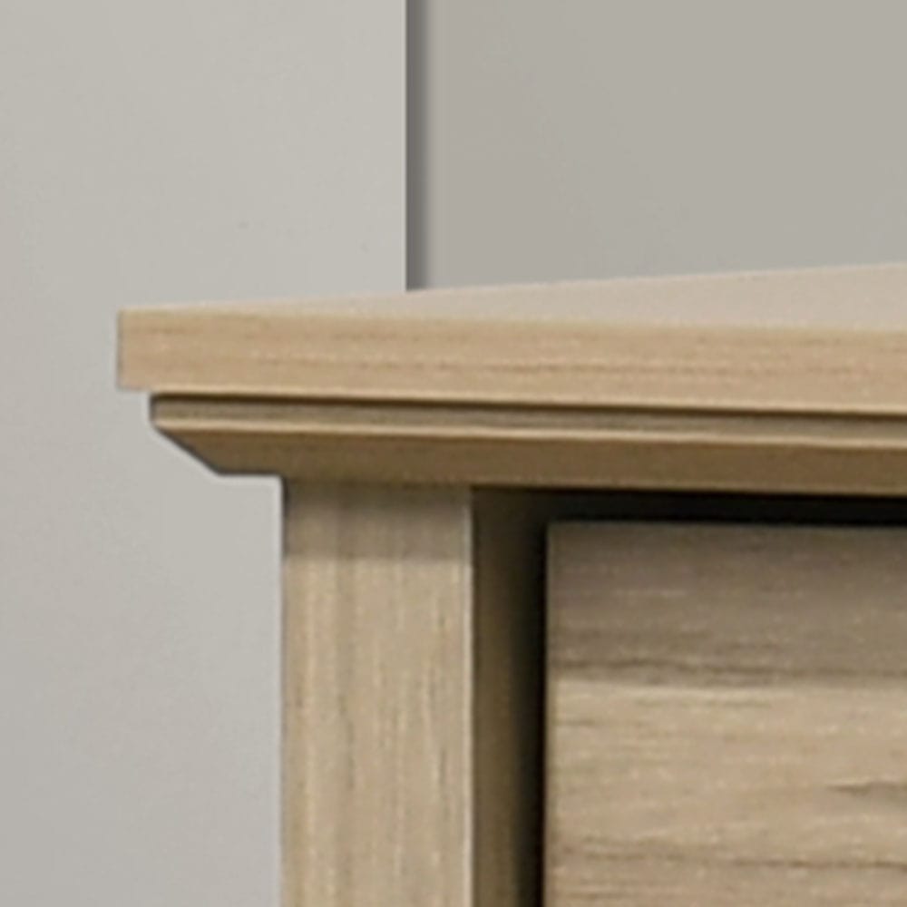 Elara 57"W Light Oak Dresser - 6 Drawers, Black Hardware