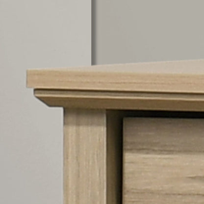 Elara 57"W Light Oak Dresser - 6 Drawers, Black Hardware