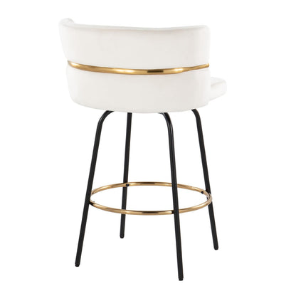 Cream Velvet Swivel Counter Stools - Set of 2