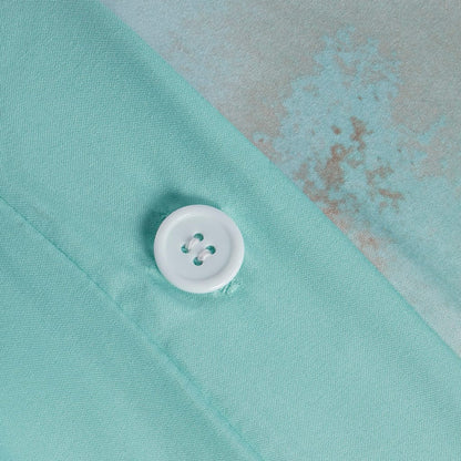 Twin Duvet Set with Shams and Pillow in Aqua Watercolor Tie Dye