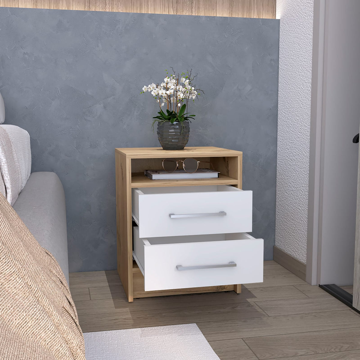 Multicolor Nightstand 20"H - Two Drawers Storage