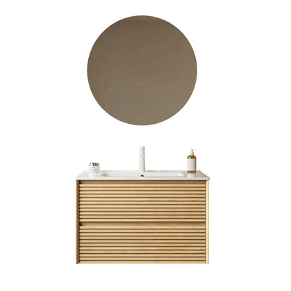 BRON 30" Bathroom Vanity - Golden Oak, White Ceramic Sink