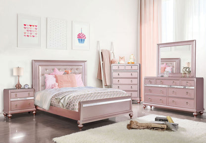 Contemporary Rose Gold Mirror Chest - Bedroom Dresser