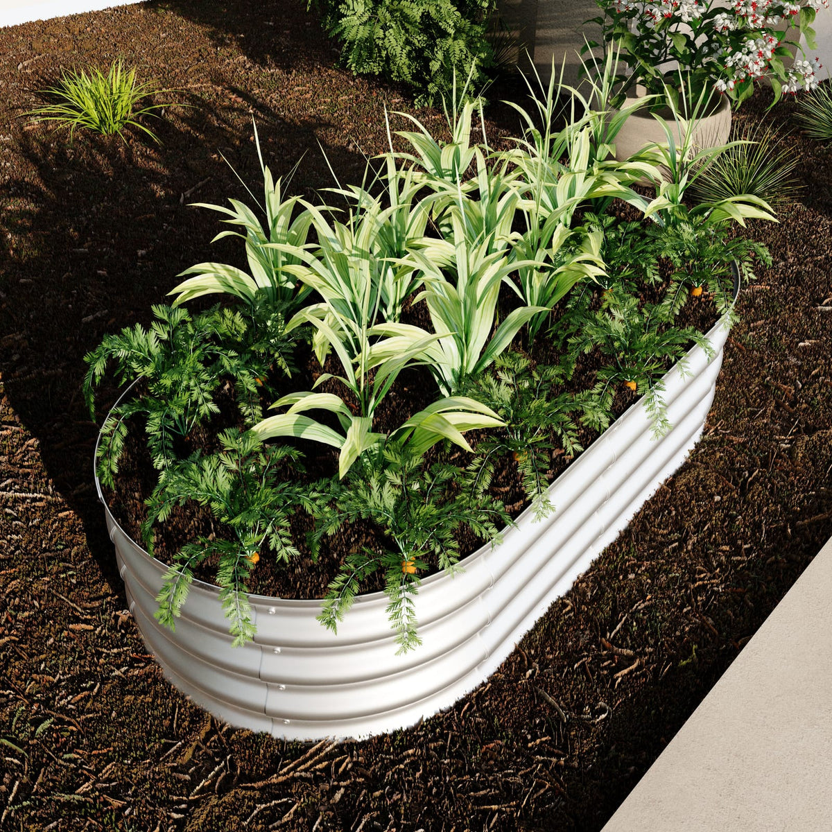 Heavy Duty Silver Metal Raised Garden Beds for Outdoor Vegetable Gardening