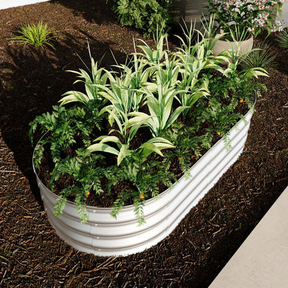 Heavy Duty Silver Metal Raised Garden Beds for Outdoor Vegetable Gardening