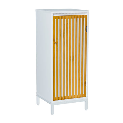 White+Natural Bamboo Side Cabinet - Storage & Style