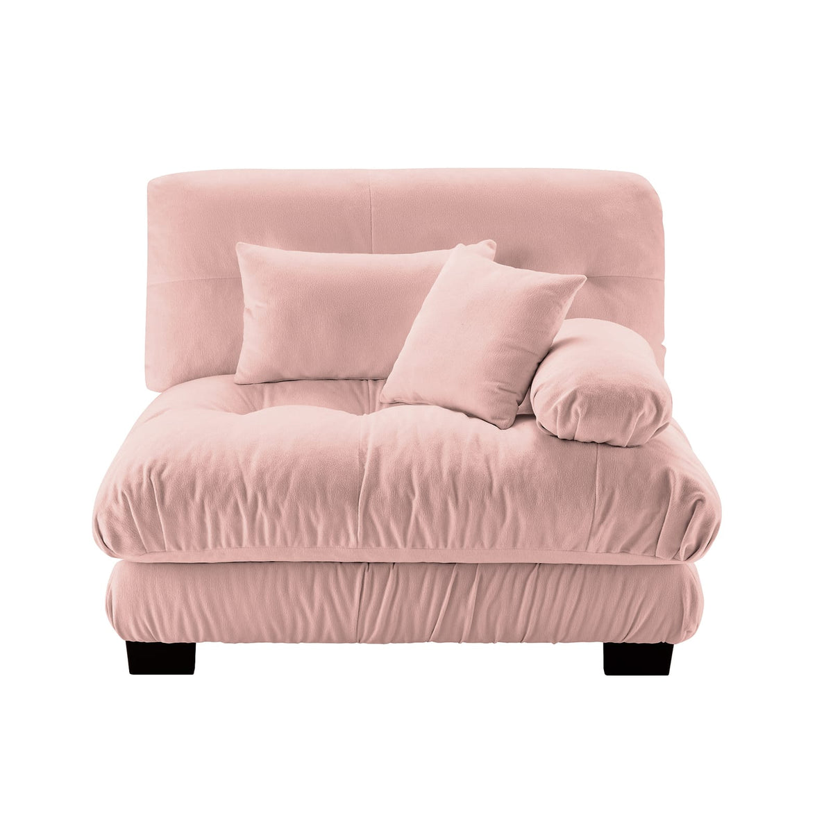 Pink Chenille Sofa with Solid Wood Frame for Living Room Comfort