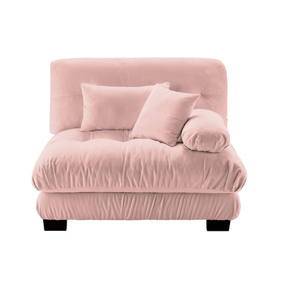 Pink Chenille Sofa with Solid Wood Frame for Living Room Comfort