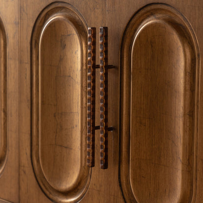 59.84" Gold-Toned 4-Door Sideboard Buffet - Solid Wood MDF Storage Console Table
