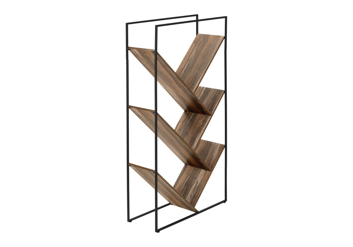 Brown Metal 5 Tier Bookshelf - 60" Tall for Living Room