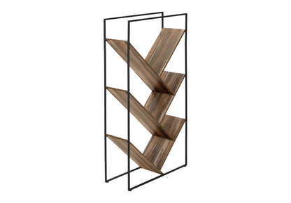 Brown Metal 5 Tier Bookshelf - 60" Tall for Living Room