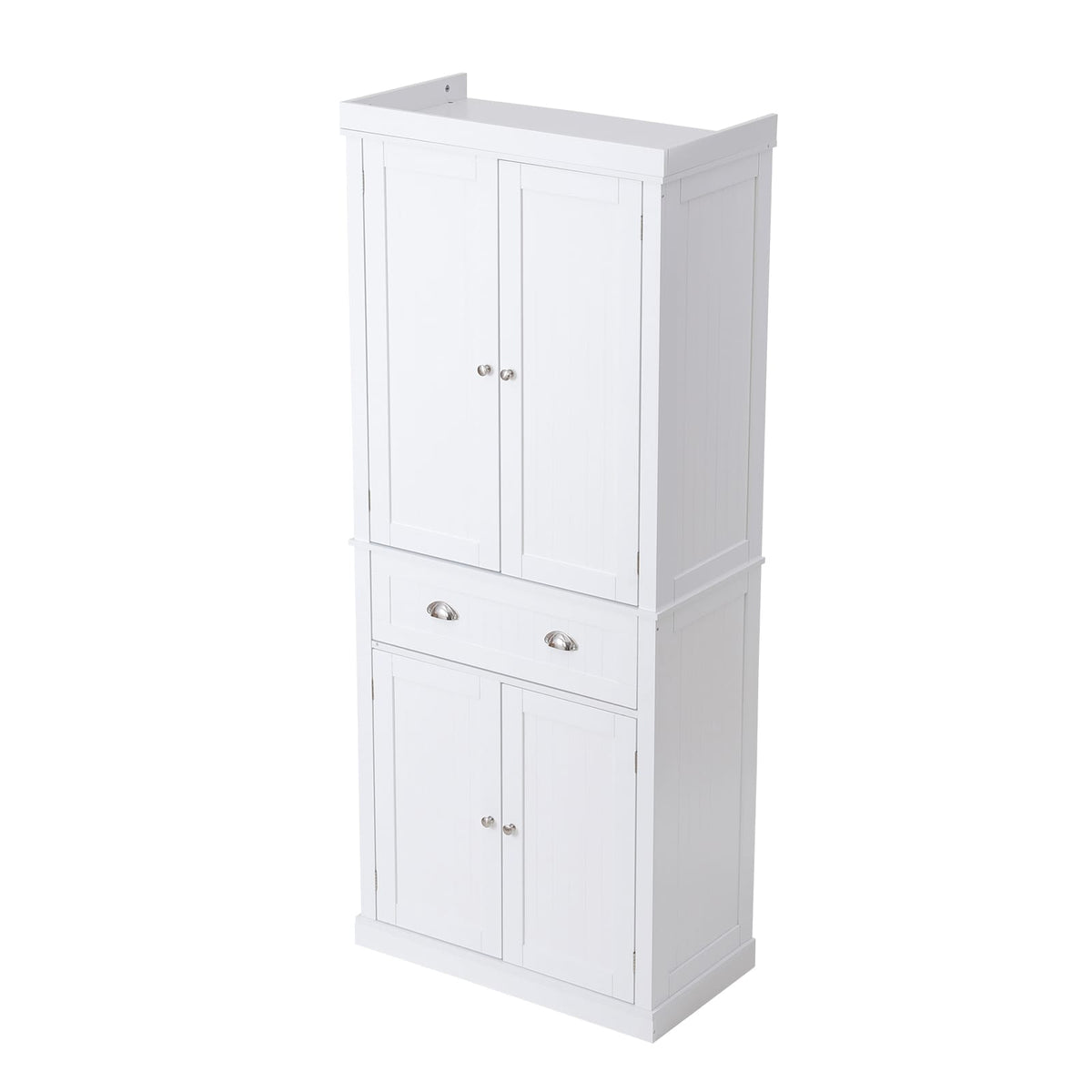 72" White Kitchen Pantry Cabinet with Adjustable Shelves for Living Room