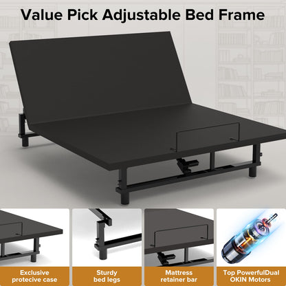 Queen Adjustable Bed Base - Antique Black Steel Frame
