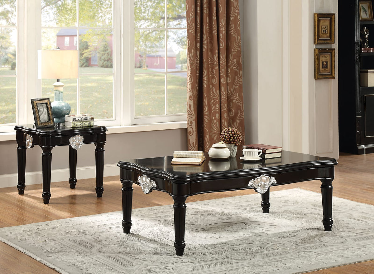 Black Rectangular Coffee Table - 55" x 31" Solid Wood