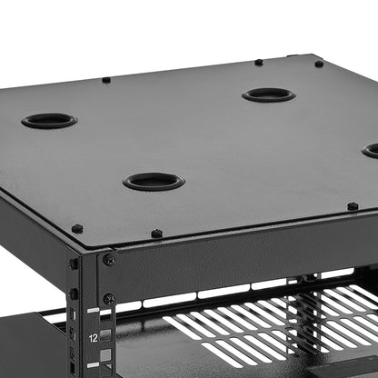 12U Open Frame Server Rack - Black, 23 Inch Depth for Living Room