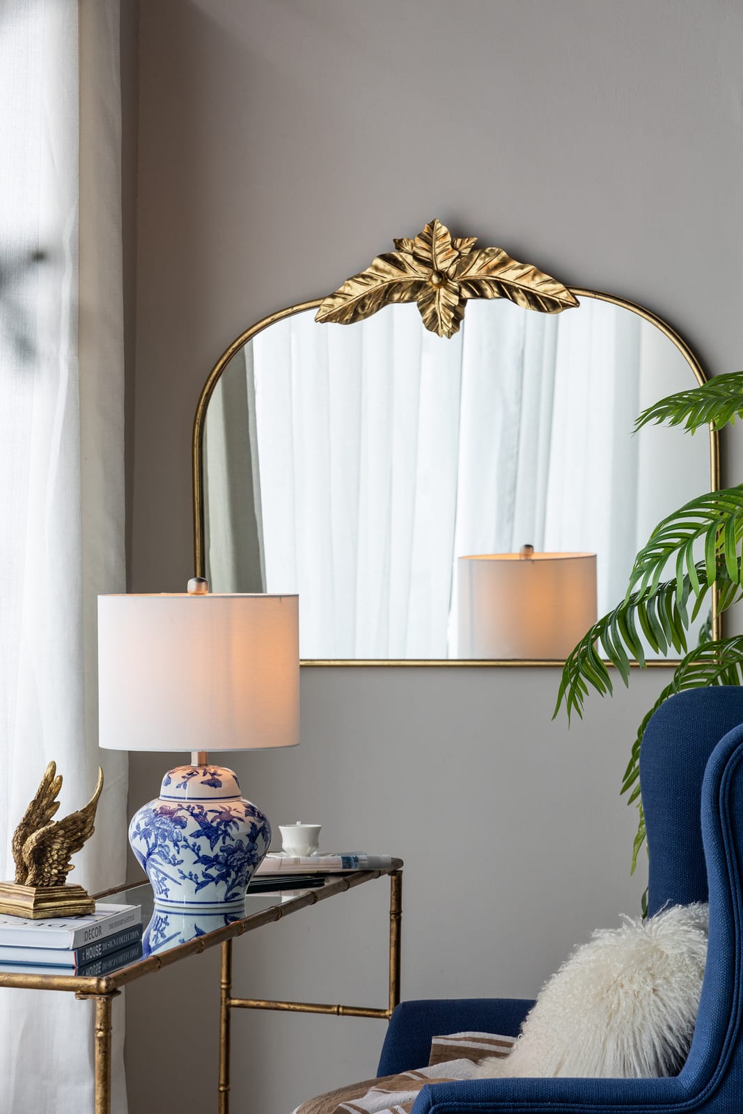 Gold Arched Mirror - Iron & MDF Frame, 39.5" x 35" for Bathroom