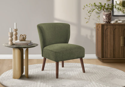 Accent Chair, Green Polyester - Comfortable Living Room or Bedroom Seating