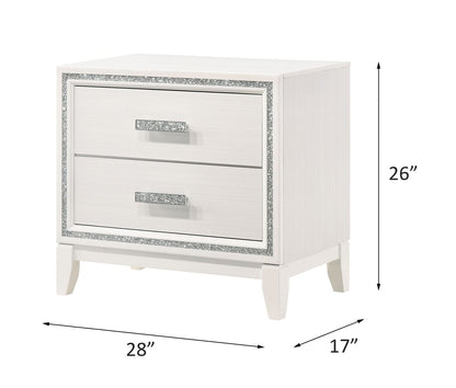 White Synthetic Wood Nightstand with Storage Drawers for Bedroom