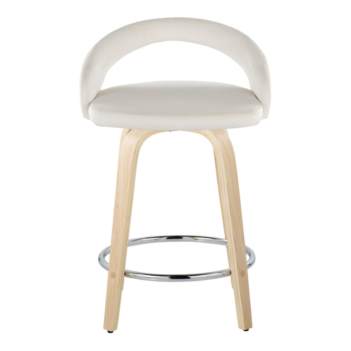 White Velvet Swivel Counter Stools Set for Dining Room