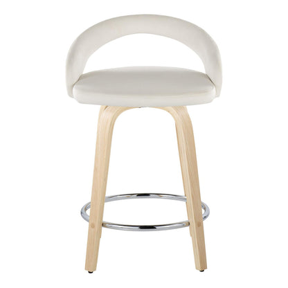 White Velvet Swivel Counter Stools Set for Dining Room