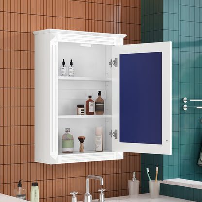 White Bathroom Storage Cabinet with Mirror - 2 Shelves
