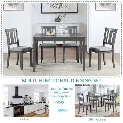 Gray Rectangular Dining Table Set - Seats 4