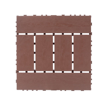 12 Inch Red Brown Polypropylene Deck Tiles - Garden Patio