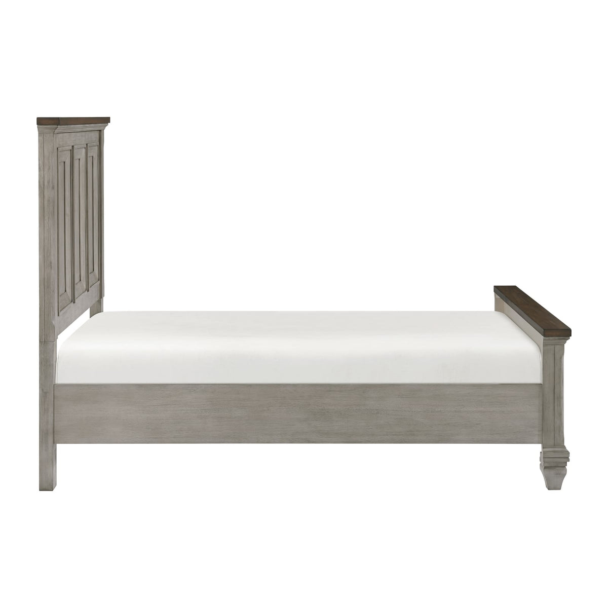 Queen Wood Bed Frame Antique Gray Brown Finish for Bedroom