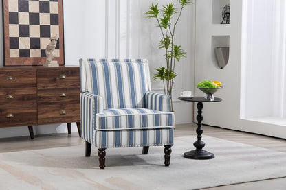 Upholstered Accent Chair Blue & White Striped - Vintage Style