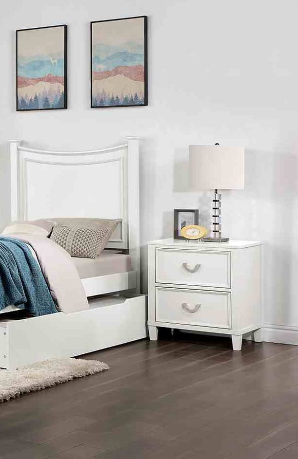 Small White Bedside Cabinet with 2 Drawers