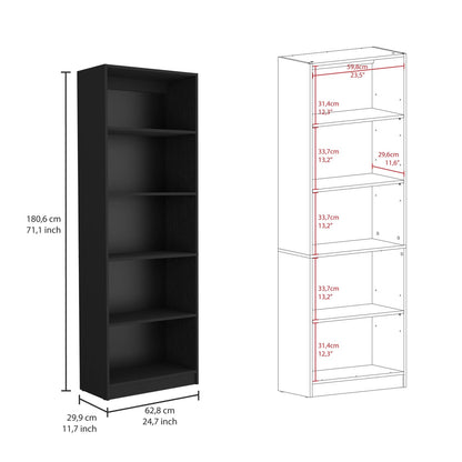Black 3-Piece Bookcase Set - 67" Wide Storage