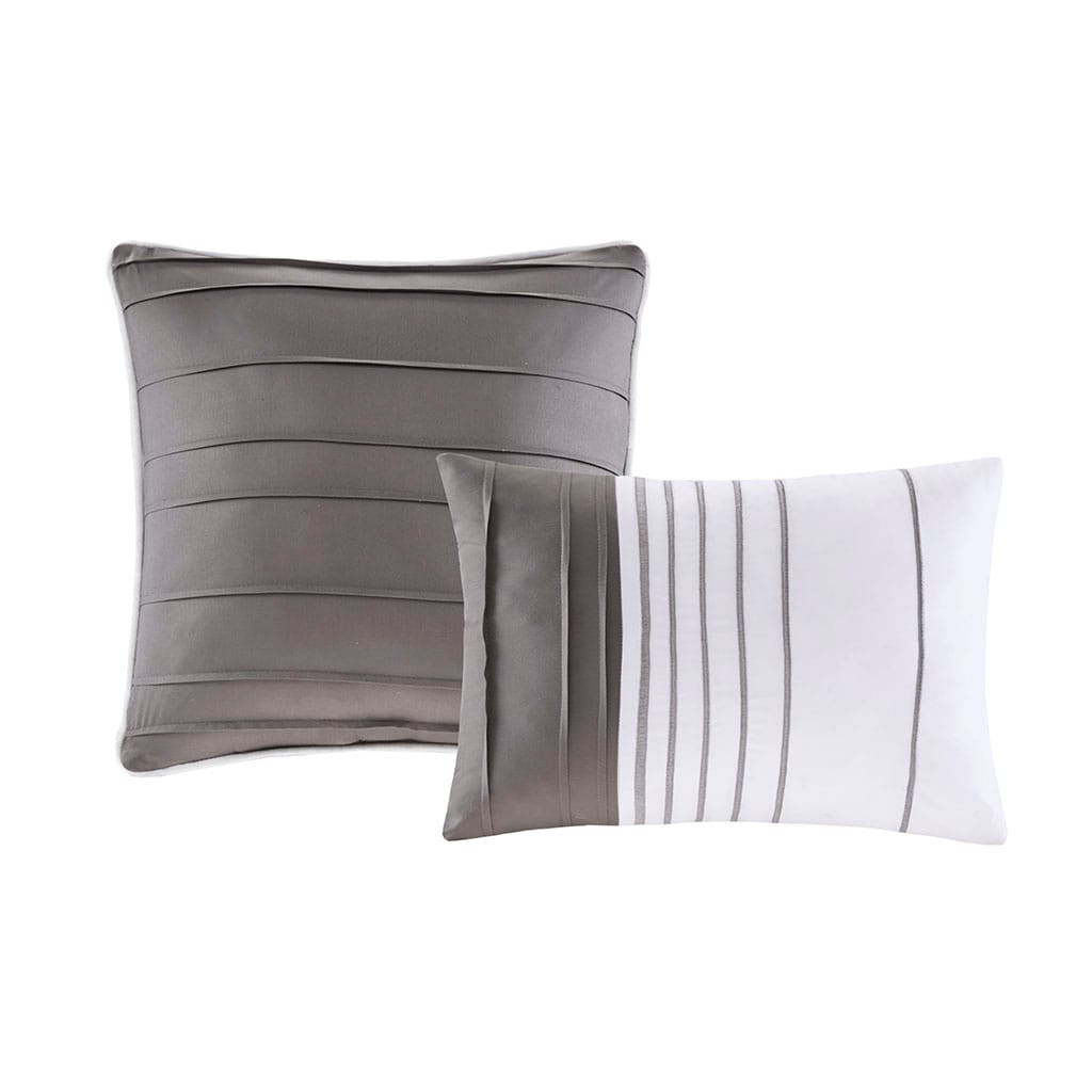 Full/Queen Plaid Comforter Set - Black & Grey