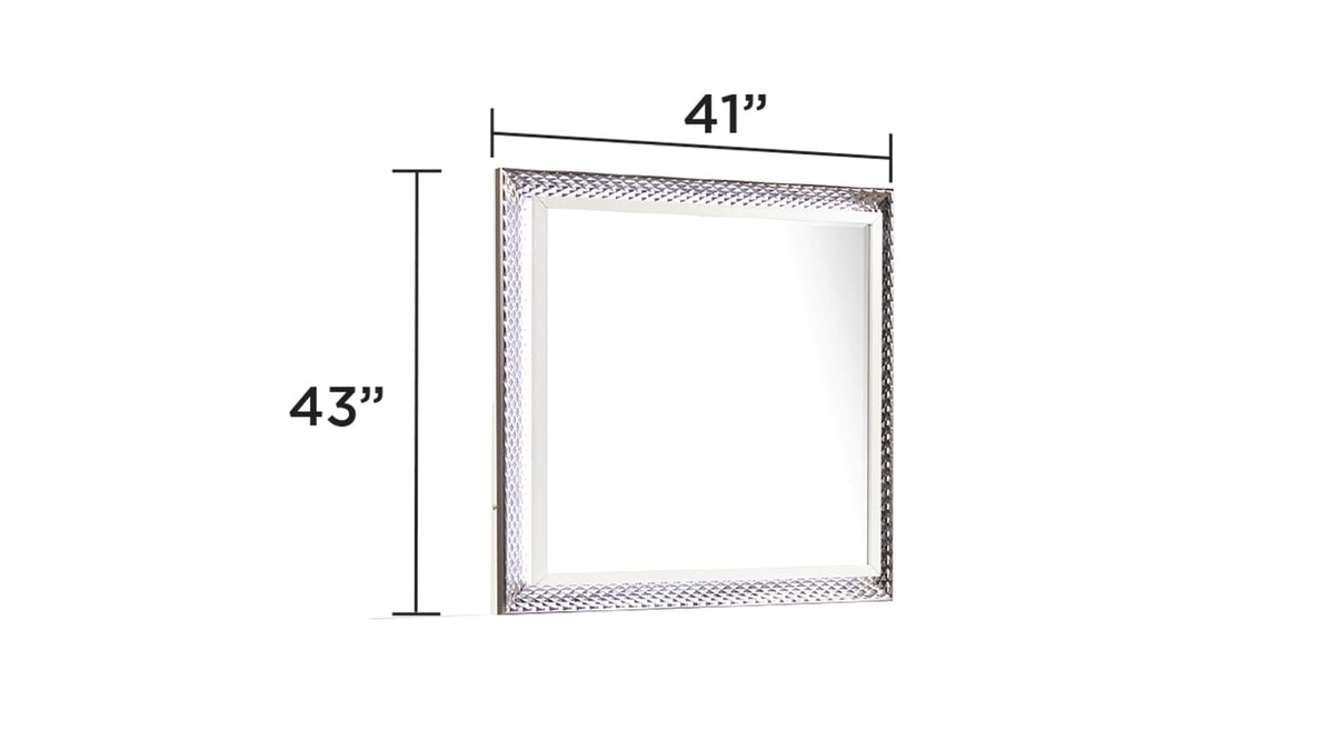 Modern White Wood Mirror with LED Lighting and Diamond Frame for Bathroom Renovation