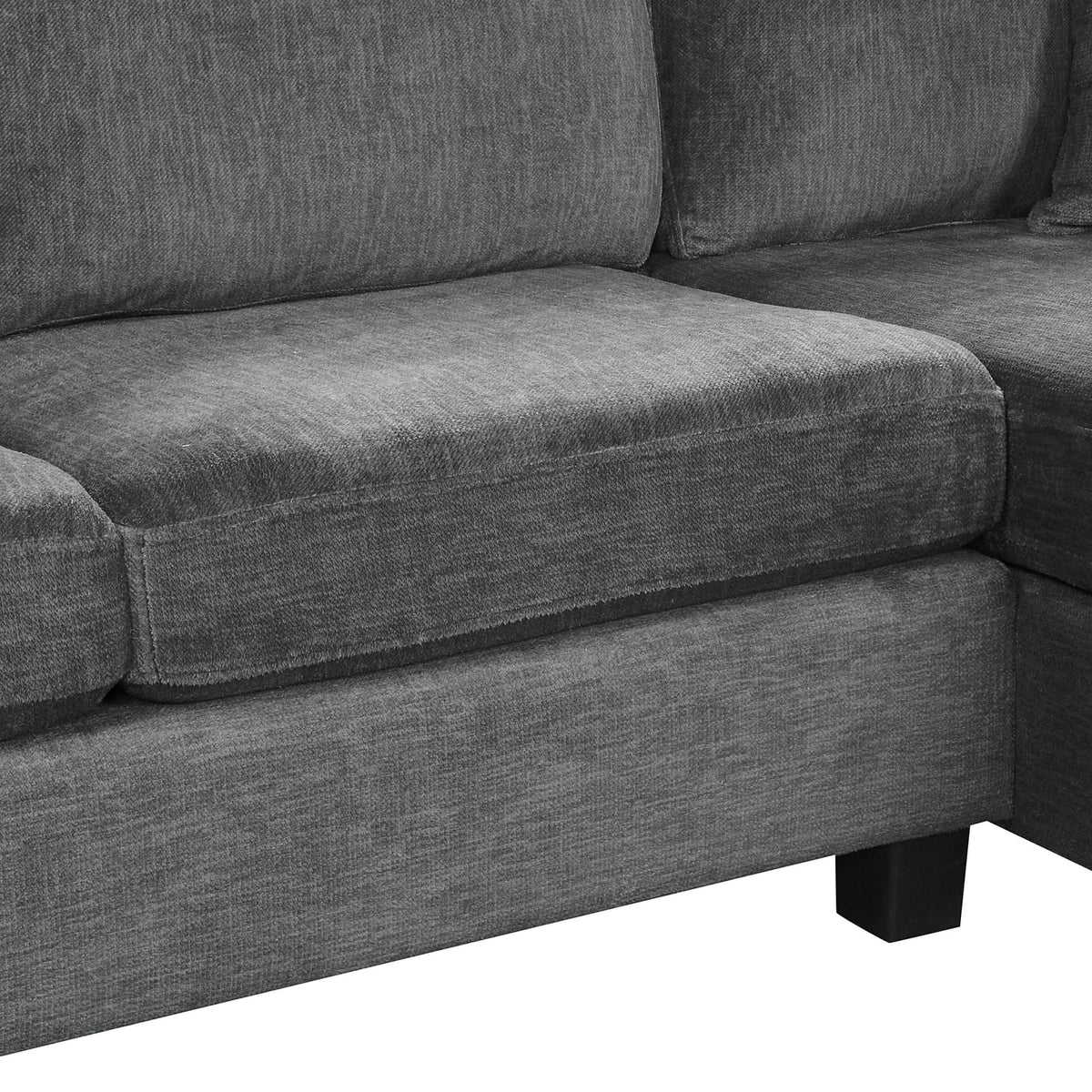 Dark Gray Chenille 6 Seat Sectional Sofa with Storage Ottoman