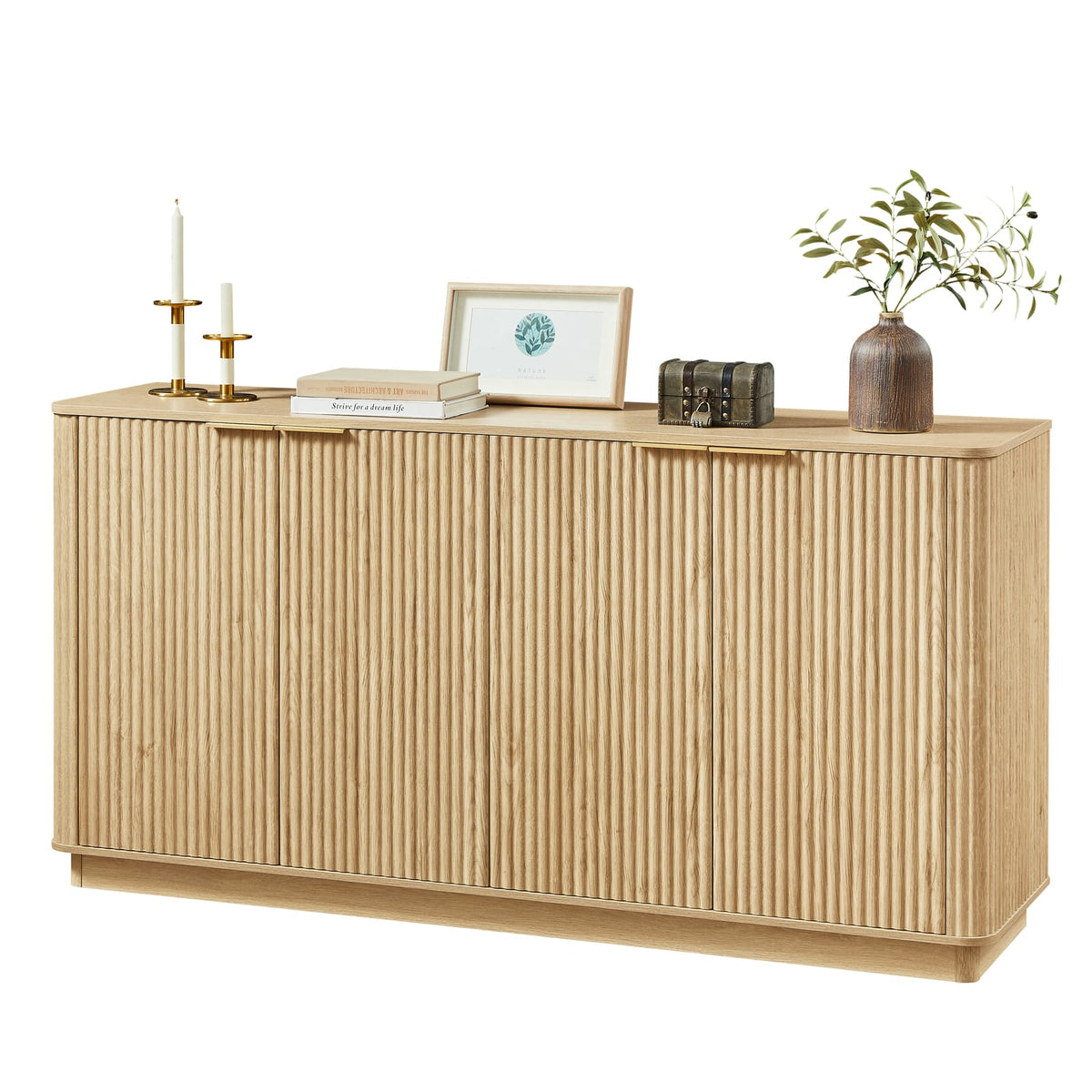 Oak MDF Sideboard for Dining Room Storage, 63"W x 15.75"D